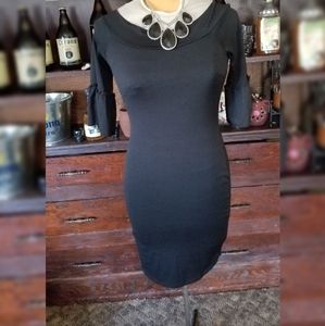🌻Black Off-the-Shoulder Long Sleeve Bodycon Dress